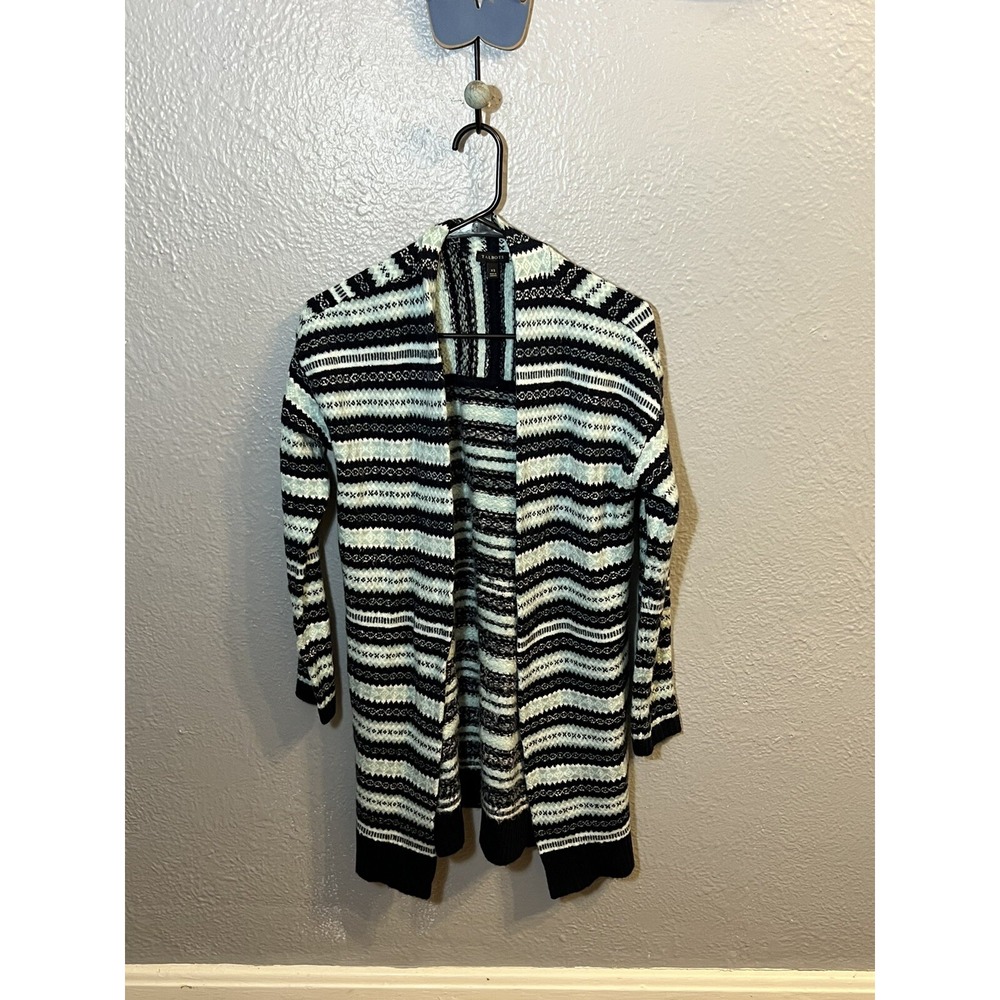 Talbots Navy Teal & White Open  Long Cardigan‎ Sweater Size XS